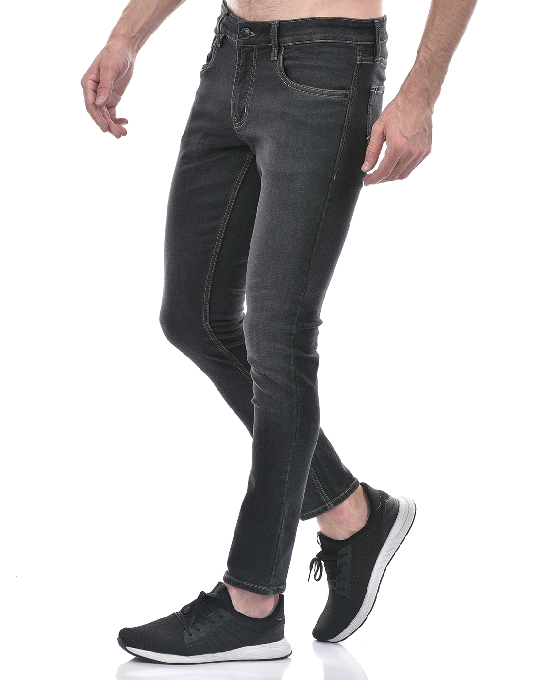 Numero Uno Men Solid Dark Grey Jeans